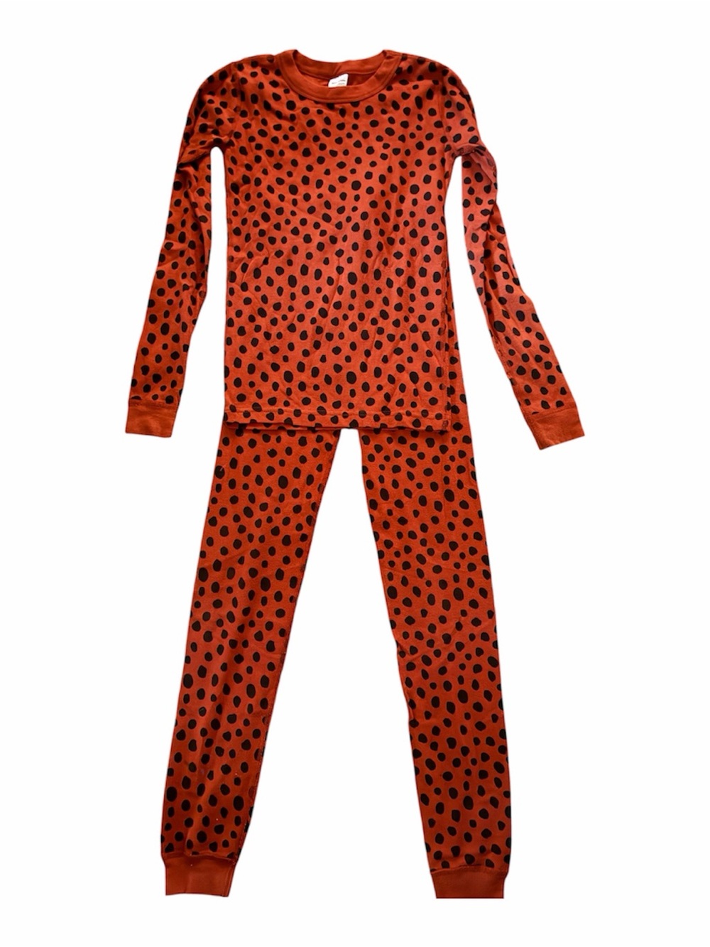 Hanna Andersson Unisex Organic Rust Orange and Black Polka Dot Kids Pajama Set